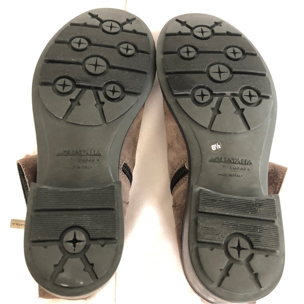 Aguatalia Moto Chunky Bootie Buckle Suede Grey/Taupe Lug Sole Zip-Up NWOT 8.5 - Picture 10 of 12